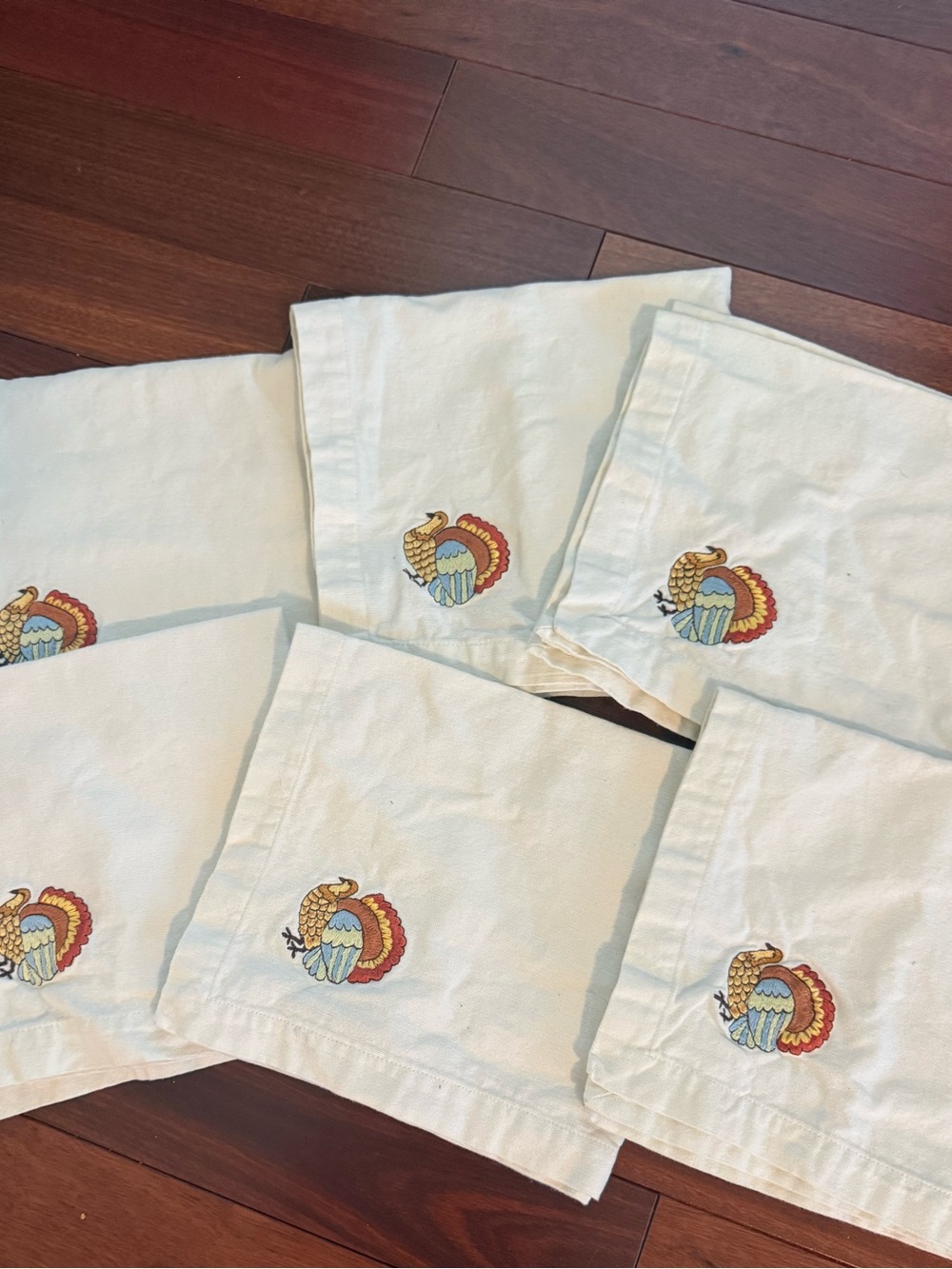 Noble Excellence Napkins Cotton Lot Set of 6  Thanksgiving Turkey 19” x 19”